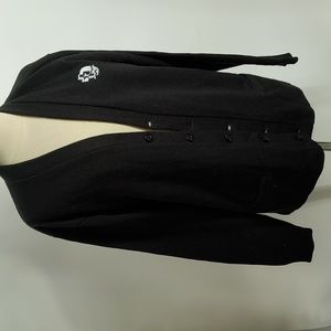 School Apparel A+ black knit v-neck school-uniform-style cardigan-sz L